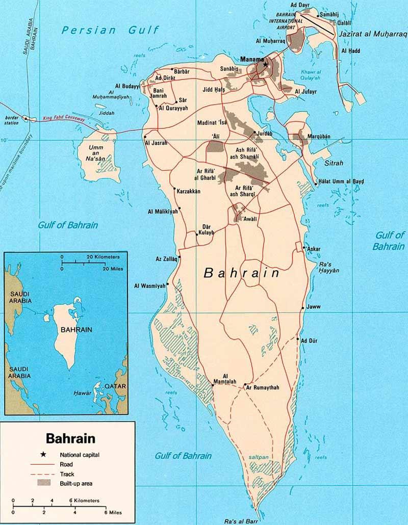 Bahrain road map - Bahrain roads map (Western Asia - Asia)