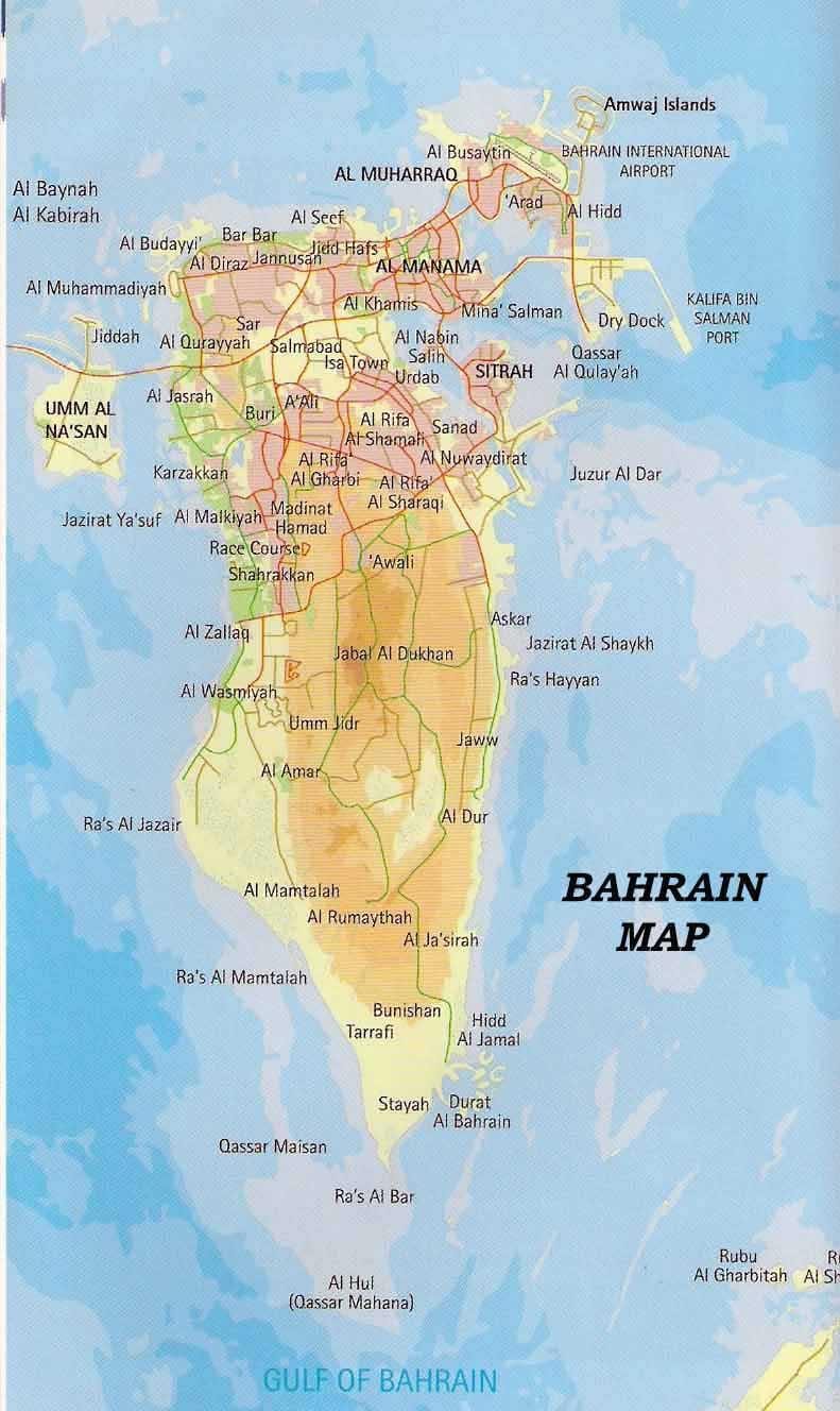 Bahrain map with places