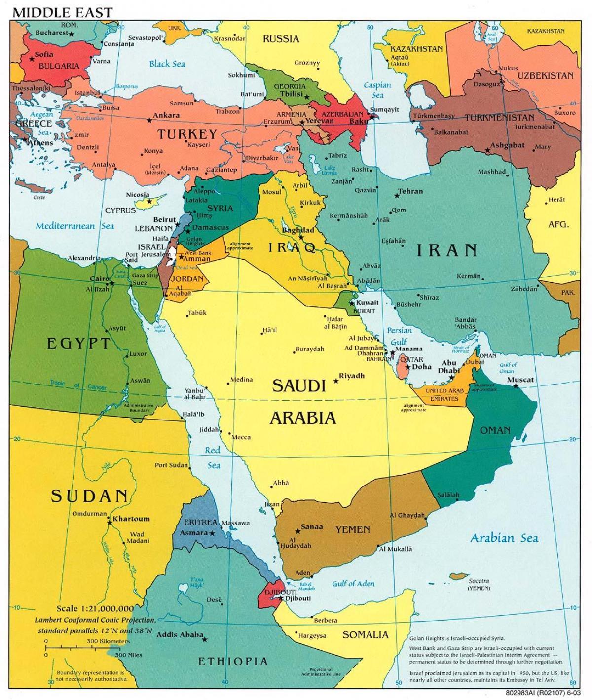 Bahrain on middle east map