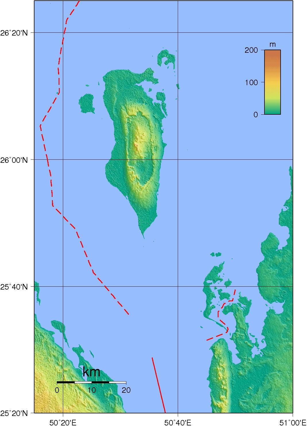 map of Bahrain physical
