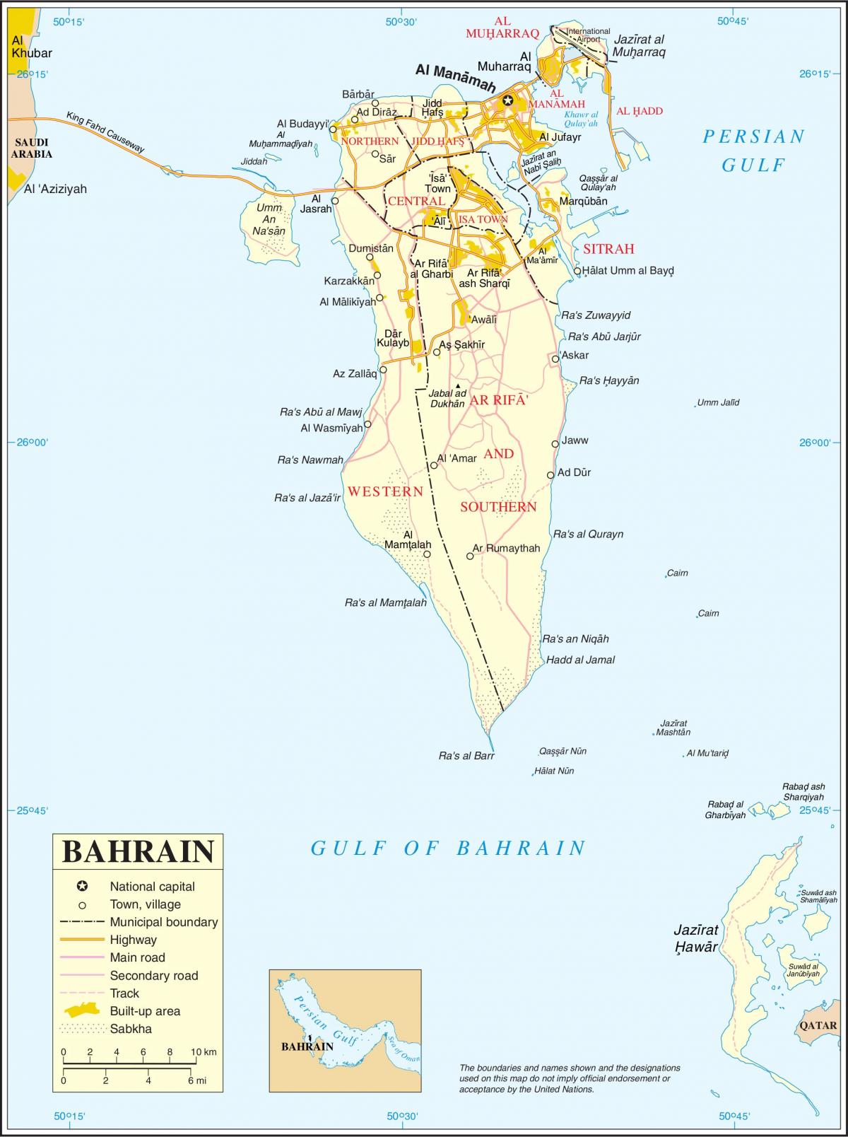 Bahrain political map